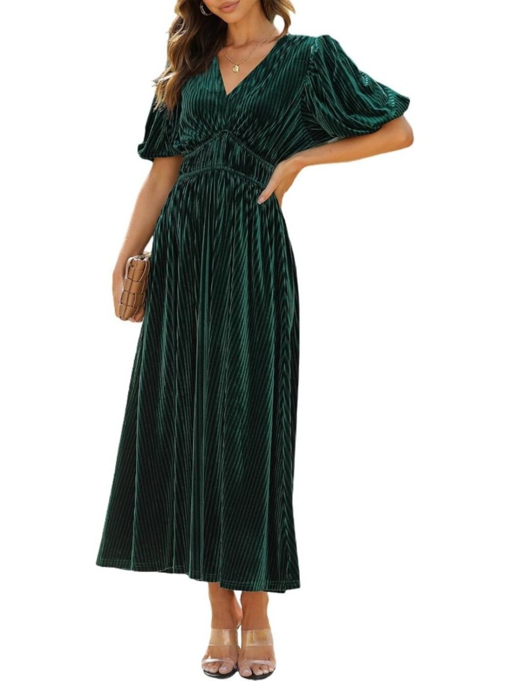 Elegant Velvet Maxi Dress for Women | Formal Wedding Guest Attire, Evening Gown